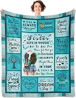 Sister Gifts, Sisters Gifts from Sister Blanket 60”x50”, Birthday Gifts for Sister, Big Sister Gift, Sister Xmas Gifts Ideas for Mothers Day Graduation Christmas, to My Sister Blanket