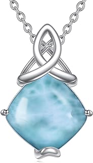 Mother'S Day Gifts Moonstone/Larimar/Lapis Lazuli Necklace 925 Sterling Silver Celtic Knot Pendant Necklace Gemstone Jewelry Mother's Day Gifts for Women Girls