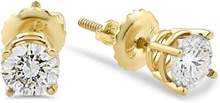 Pompeii3 14k White or Yellow Gold 1/2 Ct T.W. Screw Back Natural Diamond Studs Round-Cut Women's Earrings