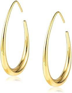 925 Sterling Silver Teardrop Hoop Earrings with Yellow Gold Back Finding for Women, Hypoallergenic Hinged Oval Hoop Earring Design