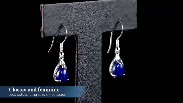 Shop LC Lapis Lazuli Drop Earrings for Women with French Wire Backing, 925 Sterling Silver Dangle Design, Elegant Everyday Jewelry