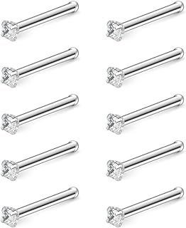 Ruifan 10PCS 22G Surgical Steel Mix Color Diamond CZ Nose Stud Rings Bone Pin Piercing Jewelry 1.5mm 2mm 2.5mm 3mm