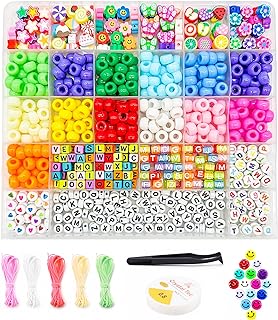 Girls' Bracelet Making Kit by Luwanio: Multicolour Pony, Clay, Smiley & Letter Beads Set for DIY Friendship Jewelry 6-12 Ages in Delicate Butterfly Design