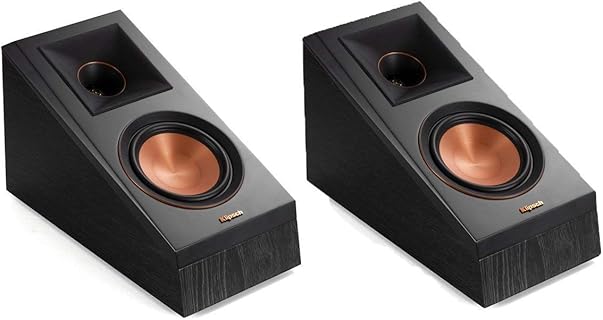 Haut-parleur Klipsch RP-500SA de 75W en Ébène, avec Tweeter Tractrix pour Son Surround ou Dolby Atmos et Fixation Murale, idéal pour un Système de Son d'Ambiance
