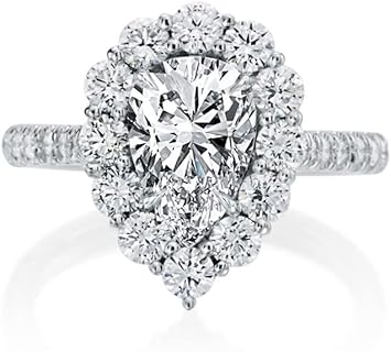 Charming Size 6 Pear-Shaped Cubic Zirconia Engagement Ring in Platinum Plated Brass