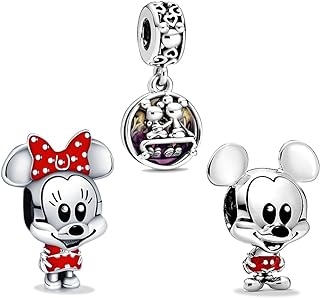 LONNGHOOP 925 Sterling Silver Charms Golden Bear Cute Mouse Beads Cartoon animals dogs pendant For Women Bracelets Necklace Gifts 3 Piece/Package
