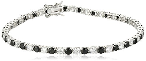 Amazon Collection Sterling Silver Alternating Stone Prong Set AAA Cubic Zirconia Tennis Bracelet