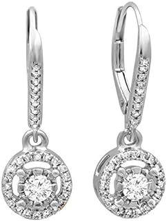 Dazzlingrock Collection 0.50 Carat (ctw) 14K Gold Round Lab Grown Diamond Ladies Halo Dangling Drop Earrings 1/2 CT