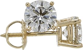 14k Yellow Gold Lab Grown Diamond Stud Earrings IGI Certified (I-J Color, VS2-SI1 Clarity)