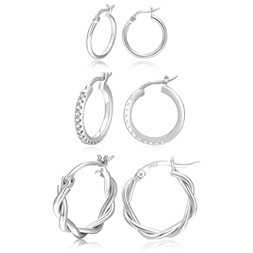 Gold Hoop Earrings for Women Sterling Silver Post Small Gold Hoop Earrings 14k Real Gold Tiny Hypoallergenic Small Hoop Earrings Set for Women Men Girls 13/15 /20mm