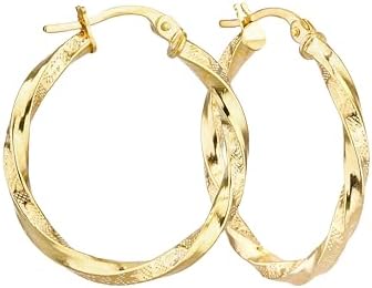 Greek Key Yellow Gold Hoop Earrings with Lever Back for Women, Elegano 14k Gold Classic Design