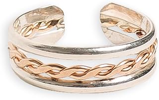 Braid Stack Adjustable Toe Ring in .925 Sterling Silver & 14K Gold Fill | Unisex Design | One-Size-Fits-All Trendy Design From USA