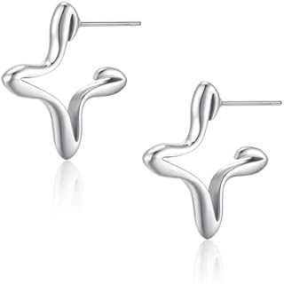 Stylish Beaded Hoop Earrings for Women with 925 Sterling Silver Post and Push Back Mechanism, Gold Plated and Hypoallergenic Trendy Jewelry Statement Accessory