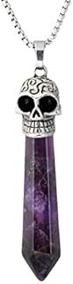 TUMBEELLUWA Handmade Crystal Skull Necklace with Link Chain and Lobster-claw Clasp for Women and Men