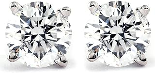Pompeii3 14k White or Yellow Gold 1/4ct T.W. Diamond Studs Round-Cut Tiny Natural Diamond Earrings Women's
