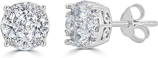 1/2Ct Women Round Diamond Stud Earrings Set in Sterling Silver