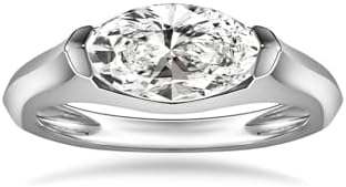 Half Bezel Tension Set Silver Moissanite Engagement Ring for Women - Marquise Cut, 2 Carats, 925 Sterling Silver Wedding Ring