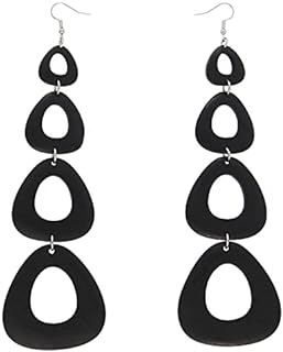 Boho-Chic Round Wooden Dangle Earrings with Silver French Wire Clasp - Lightweight Women's Statement Jewelry - Coiris Hoop Design Earrings