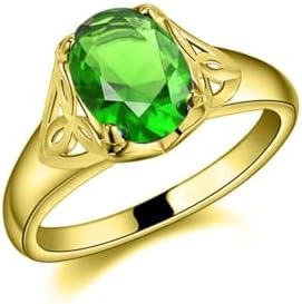 Oval-Cut Peridot Engagement Ring, Solid Yellow Gold Customizable in 10K, 14K, or 18K, Size 7 - Ideal for Weddings and Anniversaries
