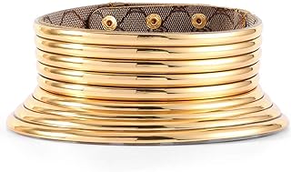 Fstrend African National Choker Collars Gold Leather Chunky Punk Necklace Gothic Statement Necklaces Jewelry Women Girls