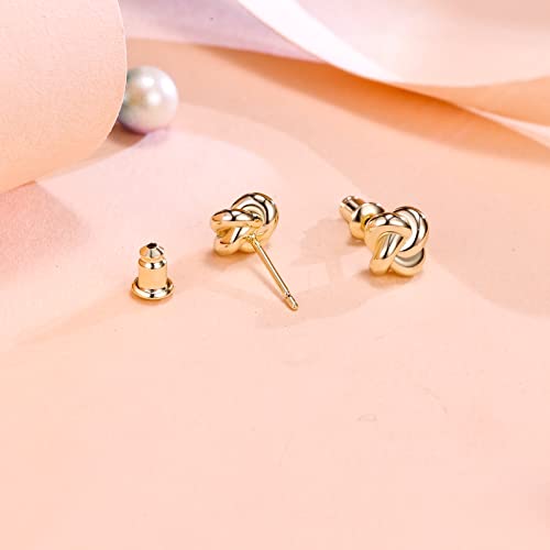 14K Gold Plated Love Knot Earrings for Women and Girls Gold Stud Earrings Hypoallergenic Earrings for Men