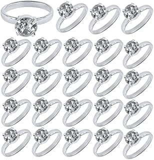 Super Z Outlet Silver Faux Diamond Engagement Rings for Wedding Table Scatter Decorations, Party Supply Favor Accents, Cupcake Toppers, Arts & Crafts (12 Pack) (36 Pack)