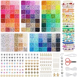 Quefe Clay Beads, 16800pcs, 112 Colors, Polymer Heishi Beads, Clay Bead Bracelet Kit, Charm Set Jewelry Making