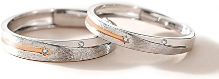 Promise Rings for Couples Wishing Meteor Sterling Silver Matching Couple Ring Wedding Band Engagement Marry Valentines Gift