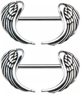 14GA 316L Stainless Steel Angel Wing Nipple Barbells for Body Jewelry Enthusiasts, Elegantly Designed and Easy to Maintain