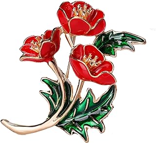 BEKECH Poppy Flower Enamel Brooch Pin with Pin Clasp, Tribute to Memorial Day, Nickel-free Alloy, Remembrance Jewelry Gift for Women