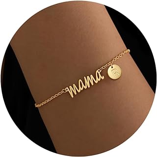 Nymerianoble Mothers Day Gifts for Mom Mama Bracelet for Women Gold Initial Bracelet Mom Bracelets Birthday Gifts Ideas Letter Bracelets for Women Mom Stepmom Bonus Mom to Be Mother in Law Wife