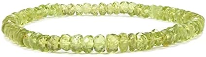 Natural Peridot Stretchable Beads Bracelet 7 inch Endless, Peridot Faceted Rondelles, Healing Bracelet, August Birthstone, Adjustable, Fashion Jewelry