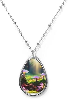Sterling Silver Mushroom Teardrop Pendant Necklace