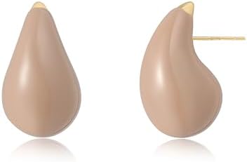 Teardrop 14K Gold Plated 925 Sterling Silver Post Hoop Earrings for Women | Enamel Colored Waterdrop Dupes Trendy Earrings | Lightweight Hypoallergenic