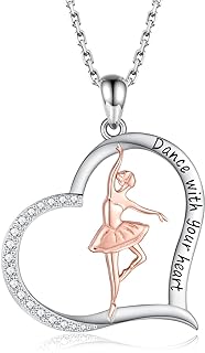 Lobster Clasp S925 Sterling Silver Ballerina Pendant Necklace with Rolo Chain, Ideal Gift for Women Dancers, Ballet Design