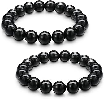Power Bead Bracelet with Magnetic Clasp, Shungite Crystal Bead Chain design, Energy and Chakra Balance Jewelry for Men and Women
