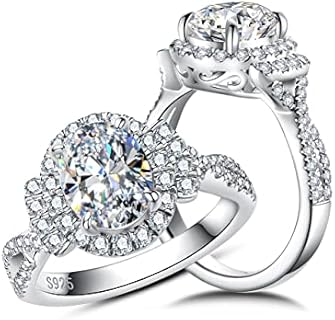 Oval cut Moissanite Halo Engagement Ring for Women 2.65 cttw D color VVS Moissanite Cathedral Rings Lab Created Diamond Twisting Anniversary Bridal Ring Platinum Plated Silver Infinity Vine Wedding Eternity Band
