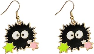 Anime-Inspired No Face Man & Dust Elf Dangle Earrings with Lever Back Design - Lightweight, Unique Gifts for Women and Girls
