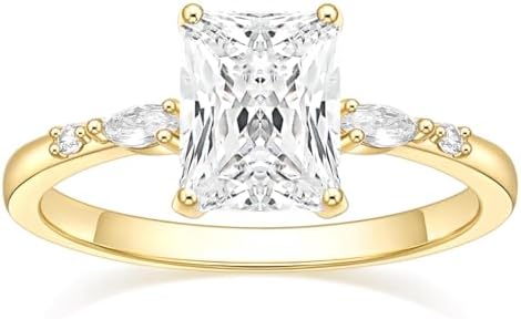 TIGRADE 3CT Engagement Ring for Women Radiant Cut Cubic Zirconia Wedding Band CZ Promise Anniversary Ring Size 3-12.5