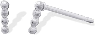 Durable Push-Back Sterling Silver Beaded Stud Earrings for Men and Women | Hypoallergenic Mini Bead Design