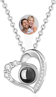 Custom Necklace with Picture inside, Customized Projection Pendant Necklace with Photos, Picture Necklace Personalized Photo, for Women Mom Girlfriend Wife Birthday Anniversary Memorial Gifts