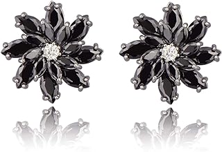 Glamorous Push Back White Flower Stud Earrings with Cubic Zirconia Gems - Bridal Copper Jewelry for Brides and Bridesmaids, Sparkling Daisy Floral Design