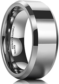 King Will BASIC Men's 4mm/5mm/6mm/7mm/8mm Tungsten Carbide Ring Polished Plain Comfort Fit Wedding Engagement Band