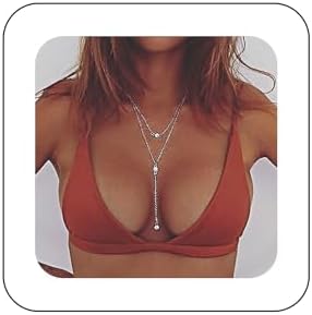 Boho Layered Crystal Y Lariat Necklace Silver Rhinestone Y Necklace Vintage Cz Y Drop Necklace Chain Long Crystal Pendant Necklace Jewelry for Women and Girls