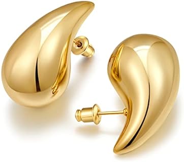 Stylish FAMARINE Teardrop Gold Drop Earrings with Push Back for Women, Brass Material, Versatile Minimalist Design for Everyday Wear and Special Events – Ideal Jewelry Gift 