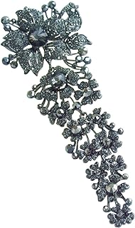 Sindary 7.28" Stylish Long Orchid Flower Large Brooch for Women Pin Austrian Crystal BZ4704