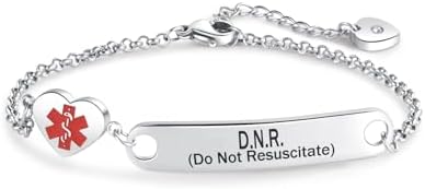 Heart Medical Alert ID Bracelet for Women Emergency First Aid Health Alert Stainless Steel Adjustable Chain Bracelets