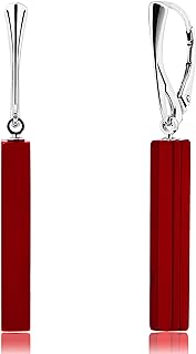 Vertical Bar Amber Jewelry for Women - 925 Sterling Silver Dangle Earrings, 18" Y Necklace Chain, Delicate Drop Gemstone, Semi Precious Stone