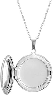 COLORFUL BLING Stainless Steel Round Shaped Locket Style Statement Party Wedding Pendant Necklace(silver)