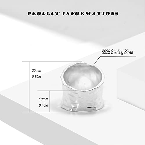 S925 Sterling Silver Big Large Flowers Butterfly Bee Wide Bands Ring for Women Girls,Animal Thumb Index Middle Finger Ring,Retro Vintage Boho Ring Jewelry Gift